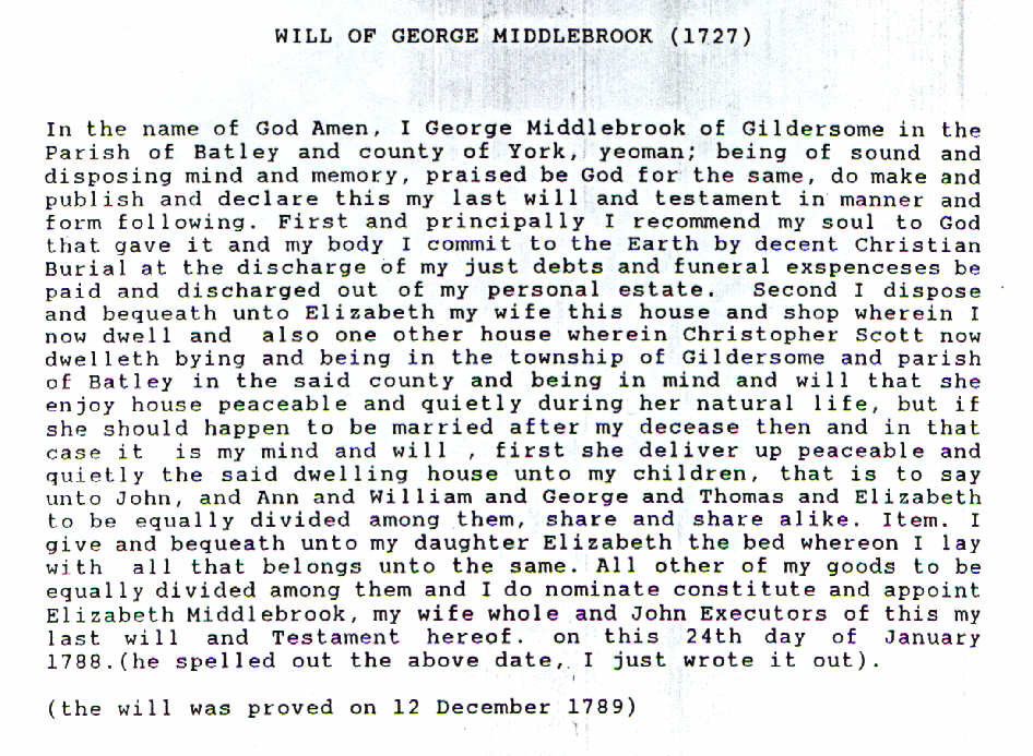 George Middlebrook will